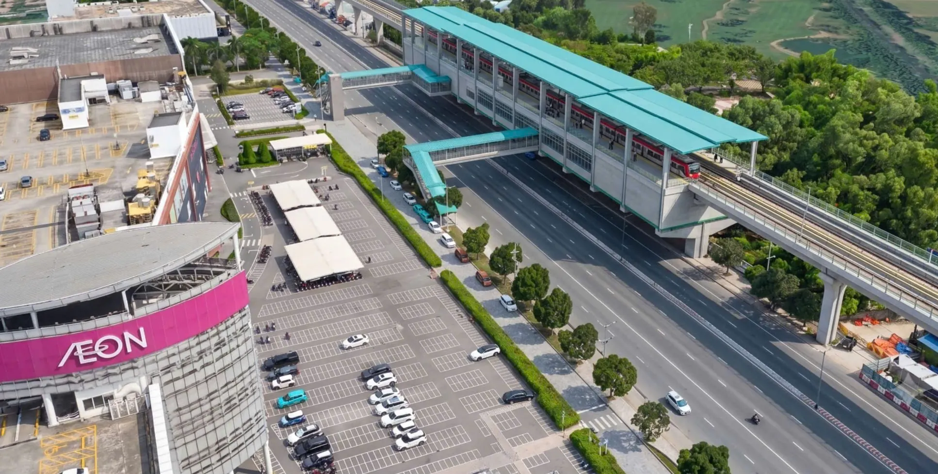 Mô hình 3D nhà ga metro trên cao ở Đại lộ Bình Dương, trước AEON Mall Bình Dương Canary
